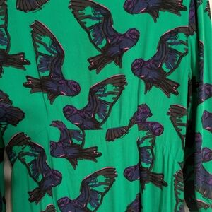 Boden Teal and Navy Owl Print Long Sleeve Dress